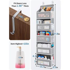 Organizzatore da appendere sopra la porta con 5 ripiani in tessuto di grande capacità, design anti-ribaltamento, capacità di carico fino a 20 kg - Product Image 3