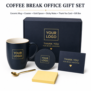 Set de Regalo Personalizado <span class=keywords><strong>para</strong></span> la Oficina con Taza de Cerámica, Posavasos, Cuchara Dorada, Notas Adhesivas, Tarjeta de Agradecimiento y Caja de Regalo <span class=keywords><strong>para</strong></span> Empleados Corporativos - Product Image 1
