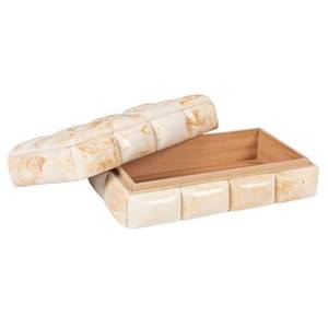 Boîte à bijoux artisanale en résine blanche crémeuse avec incrustations, boîte de rangement rectangulaire multi-usages en laque au design unique - Product Image 4