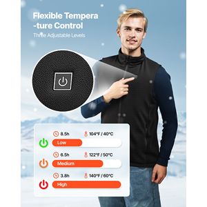 Gilet Riscaldante Elettrico Ricaricabile Leggero da Uomo con 6 Zone di Riscaldamento e Batteria da 16000 mAh per Sport Invernali all'Aperto - Product Image 3