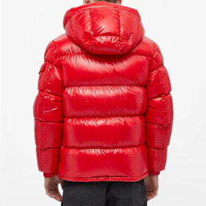 MKB ENTERPRISES Men's <b>Red</b> <b>Hooded</b> Puffer <b>Jacket</b> Waterproof Polyester Filled Winter Coat Casual Zipper Closure Regular Fit Fur - Product Image 2