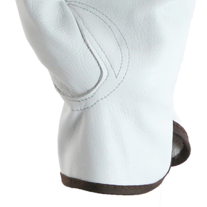Guantes de cuero blanco con dedos completos, unisex, para trabajo al aire libre, para todas las estaciones, con cierre de tirón - Product Image 5