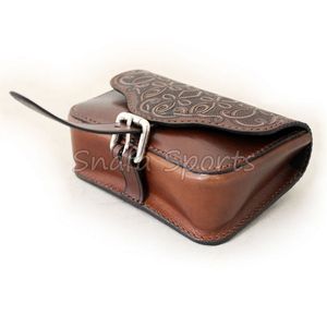 Sac de ceinture pour téléphone portable en cuir véritable pleine fleur, style vintage, mini, noir et marron, pour homme - Product Image 2