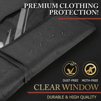 Housse de costume noire non tissée de 40 pouces avec fenêtre pour carte d'identité, poche transparente, logo personnalisé, sangle en PU, pliable, sac de rangement pour vêtements