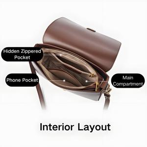 Bolso Bandolera de Cuero Genuino de Alta Calidad, Moderno y Casual, con Correa Ajustable, Cierre de Cremallera, Resistente al Agua, Portátil, para Mujer - Product Image 3