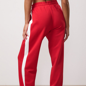 <b>Women</b>’s Contrast Side <b>Stripe</b> Sweatpants Relaxed Straight Fit Drawstring Track <b>Trousers</b> Elastic Waist Casual Sportswear Lounge Pa - Product Image 2