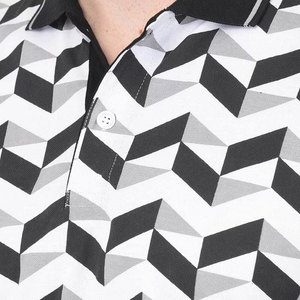 Camiseta Polo de Manga Corta para Hombre con Estampado Geométrico, Informal, Transpirable, de Poliéster Tejido, Corte Regular - Product Image 6