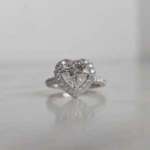 Bague Halo Classique en Moissanite Romantique 1 Carat Coupe Cœur, en Argent Sterling 925 Original, Cadeau Idéal pour les Amoureux - Product Image 2