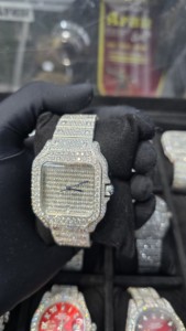 Montre entièrement sertie de diamants, mouvement automatique, fabrication artisanale de luxe, montres hip-hop entièrement serties de diamants, montres en moissanite VVS pour hommes - Product Image 5