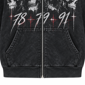 Custom Gothic <b>Zip</b>-<b>Up</b> <b>Hoodie</b> Unisex <b>Black</b> French Terry Breathable Oversized Fit Streetwear Autumn Wear Rhinestone Glitter Print - Product Image 3