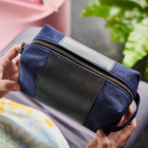 Leather Canvas Toiletry Bag Waterproof Travel Organizer Cosmetic Dopp Kit Large Capacity Travel <b>Case</b> LCTB-0057 - Product Image 2