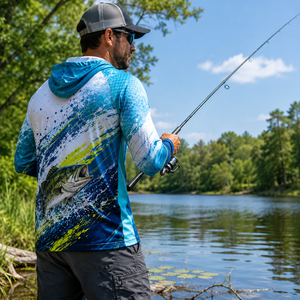 Vente en gros de chemises de pêche personnalisées 100% polyester respirantes, sweat-shirt performant à manches longues, protection UV, vêtements par sublimation - Product Image 4