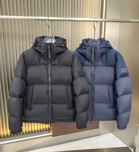 Hooded Puffer Jacket Heavyweight Quilted <b>Bubble</b> <b>Coat</b> Monogram Jacquard Panel Shoulder Winter Jacket High Quality Waterproof - Product Image 1