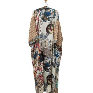 เสื้อคลุมอาบน้ำกิโมโนวินเทจสุดหรูทำด้วยมือชุดคลุมยาวผ้าไหมพื้นเมืองชุดนอนแม็กซี่ปิดเอวยางยืดรีไซเคิล - Product Image 6