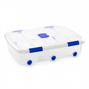 Scatole originali in plastica da 56 litri con coperchio e ruote per l'organizzazione della casa - Product Image 2