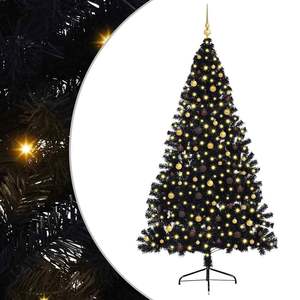 Sapin de Noël artificiel pré-éclairé de 94,5 pouces avec 300 LED, lumières de Noël en PVC noir - Product Image 2