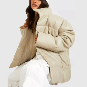 Manteau matelassé pour femme, personnalisé, épais, chaud, vêtement d'extérieur d'hiver, style minimaliste, couleur unie, manches longues - Product Image 4