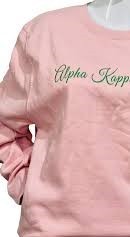 Custom Alpha Kapa Alpha Winter Solid Sweatshirt with Embroidery for Women in Pink and Green Logo 400 Grams - Product Image 3
