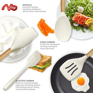 Ensemble d'ustensiles de cuisine en silicone, résistants au lave-vaisselle et au four, faciles à nettoyer, pour ustensiles de cuisine antiadhésifs, ensemble de spatules - Product Image 3