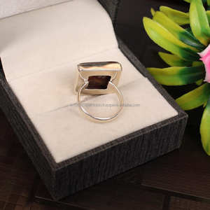 Bague en argent sterling massif 925, bague faite à la main, bague ovale, bague de lunette, cadeau de fête des mères, bijoux Boho - Product Image 2