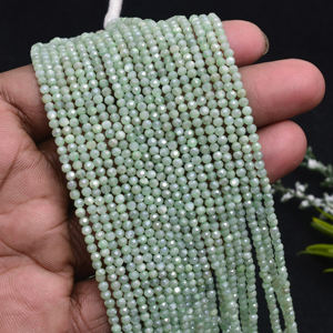 Cuentas de Piedra Lunar Verde Natural Semipreciosa, Facetadas, Hechas a Mano, 16 Pulgadas, 2.5-3 mm, Hilo de Piedras Preciosas de Calidad Premium, Tercera Calidad - Product Image 2