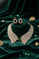Kalung Choker Rantai Emas 18K Lapis Berlian Zirkon Tembaga Desain Bunga Kerah Terbuka Gaya Eropa Amerika untuk Wanita