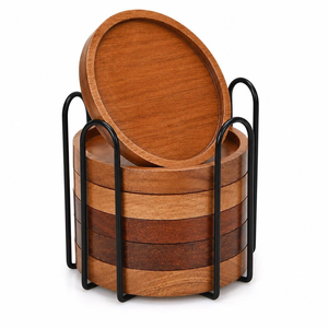 Ensemble de sous-verres en bois |   Sous-verres ronds en bois de 4 pouces |   Ensemble de 4, 6 ou 8 pièces |   Protecteur de table naturel pour tasses à thé - Product Image 5