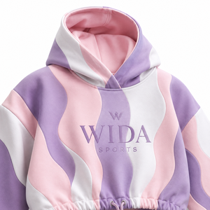 Sudadera con capucha corta de poliéster con estampado por sublimación en rosa lavanda de 280–320 GSM para mujer, personalizada - Product Image 5