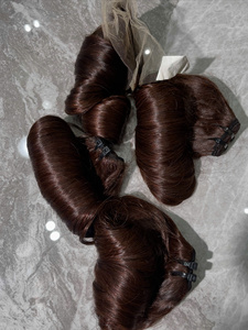 Extensions de queue de cheval à clipser 100% cheveux humains vietnamiens, ondulées, postiche brun - Product Image 5