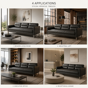 Contemporary Genuine Leather <b>Sofa</b> 3 Seater Comfortable Couch with Elegant Design for Modern Home Interiors Leather Couch - Product Image 4