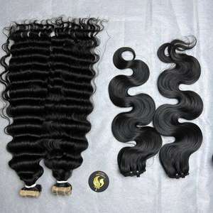 Cheveux vierges vietnamiens de haute qualité, cuticules alignées, lisses comme des baguettes, ondulations profondes, trame double, cheveux humains non traités - Product Image 5