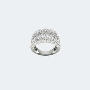 4.00CTW Baguette Round Mixed Set Triple Row <b>Statement</b> <b>Ring</b> - Product Image 5