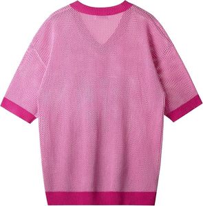 Suéter de Punto con Cuello en V Rosa para Hombre, Jersey Deportivo Informal Transpirable con Estampado de Letras Numéricas en la Parte Delantera - Product Image 2