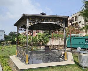 Pergola en fonte noire et or pour jardin, pavillon décoratif extérieur, taille personnalisée, élégante décoration extérieure - Product Image 3