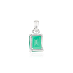 Pendentif solitaire en onyx vert taille émeraude, argent sterling 925, sertissage griffe, géométrique classique, unisexe, pour usage quotidien - Product Image 6