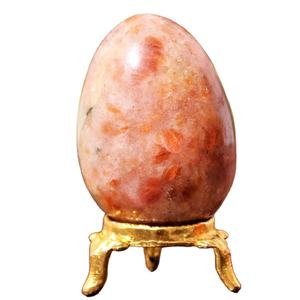 Mini Oeuf de Pierre de Soleil Orange Fait à la Main 55MM Pierre Naturelle pour Esprit de Méditation Pierre pour Guérison Décoration de Bureau Cadeau Feng Shui - Product Image 1