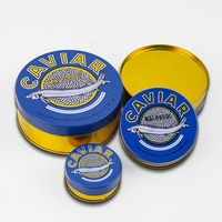 Boîte de conserve de caviar personnalisée en gros, en fer blanc rond de qualité alimentaire, emballage métallique pour caviar, étui de rangement en métal