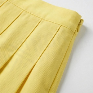 Minifalda Plisada para Mujer, Color Amarillo Sólido, Cintura Regular, Tejido de Tela, para Todas las Temporadas - Product Image 5