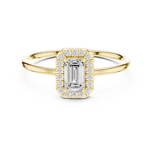 Bague Halo en Or Jaune Luxe avec Émeraude Taillée pour Femme – Élégante pour Fiançailles, Mariage, Anniversaire – Bijou Tendance, Idée Cadeau - Product Image 3