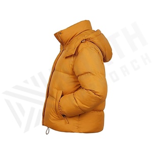 Hooded Quilted Waterproof <b>Bubble</b> Jacket Black Full Sleeve Winter Windproof Cotton Shell Knitted Fabric Polyester Filling Stand - Product Image 3
