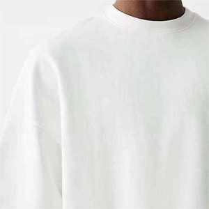 Men's <b>White</b> O-Neck Short Sleeve T-<b>Shirt</b> Oversized Fit Solid Color Knitted Casual Style 100% Cotton - Product Image 2