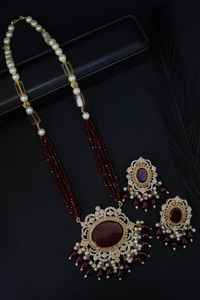 Ensemble collier et boucles d'oreilles ethniques en quartz plaqué or, style Kundan, lourd, pour mariée, idéal pour les fêtes et les fiançailles, vente en gros, fabricant pakistanais - Product Image 3