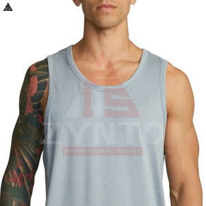 Camisetas sin mangas para hombre, económicas, con logo personalizado, estilo musculoso, lisas, para entrenamiento, 100% algodón. - Product Image 5