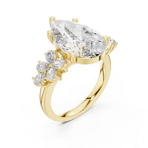 แหวนหมั้นเพชรรูปหยดน้ำสีชมพู 14K โรสโกลด์สำหรับผู้หญิง |   เพชรที่เพิ่งเพาะเลี้ยง - Product Image 4