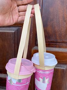 Wholesale Biodegradable Palm Leaf Cup Holder for Cafe <b>Takeaway</b> Beverage Packaging OEM Bulk Packing - Product Image 1