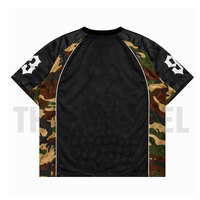 Maillot de sport en maille respirant à séchage rapide, coupe classique, col en V, manches courtes, imprimé, haute qualité, style streetwear