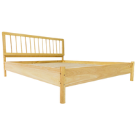 Base de Cama Moderna de Madera Maciza Furaka OEM, Cómoda y Duradera, Tamaño Individual, Ensamblable, Cabecera con Diseño de Espiga en Color Natural