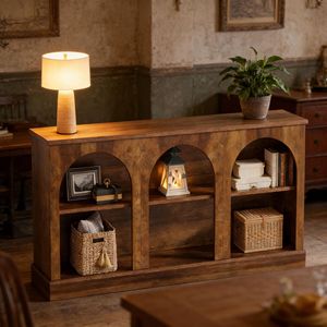 Consolle portaoggetti a 3 livelli in stile rustico per ingresso - Product Image 1