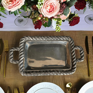 Proveedor al por mayor de La India Bandeja de servicio de metal de aluminio Juegos de bandejas decorativas para el hogar Bandeja de forma cuadrada Venta caliente más vendida - Product Image 4