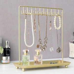 Modern Jewelry Storage <b>Tree</b> Metal Stand Organizer for Earrings Necklaces Rings with Tray Base for Vanity and Decorative Use - Product Image 2